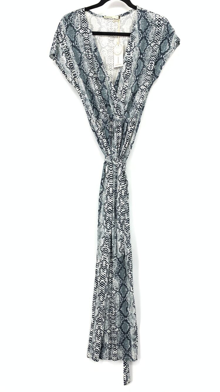 Catch Stitch Jumpsuit Womens Size Small Snake Print Faux Wrap Cap Sleeve NEW